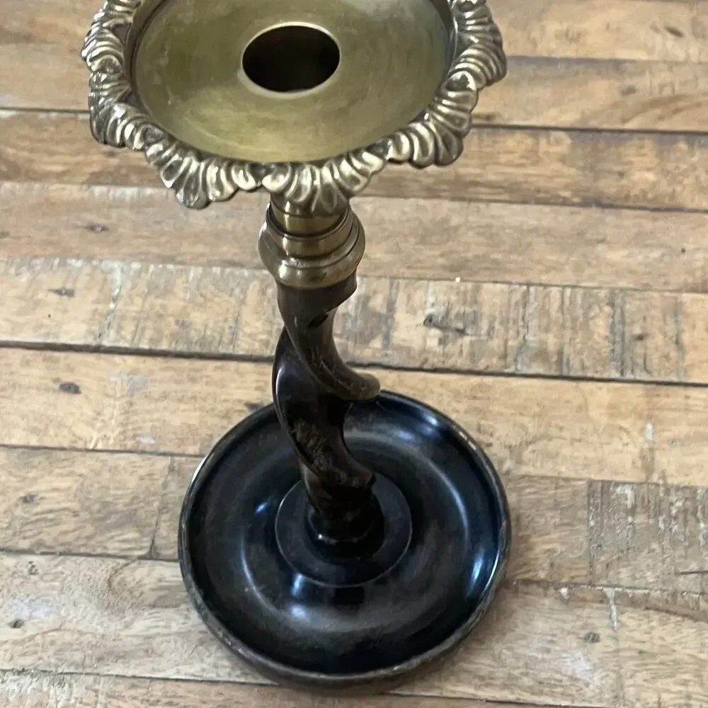 Vintage Maitland Smith Bronze Brass Barley Twist Candlestick Holder 11
